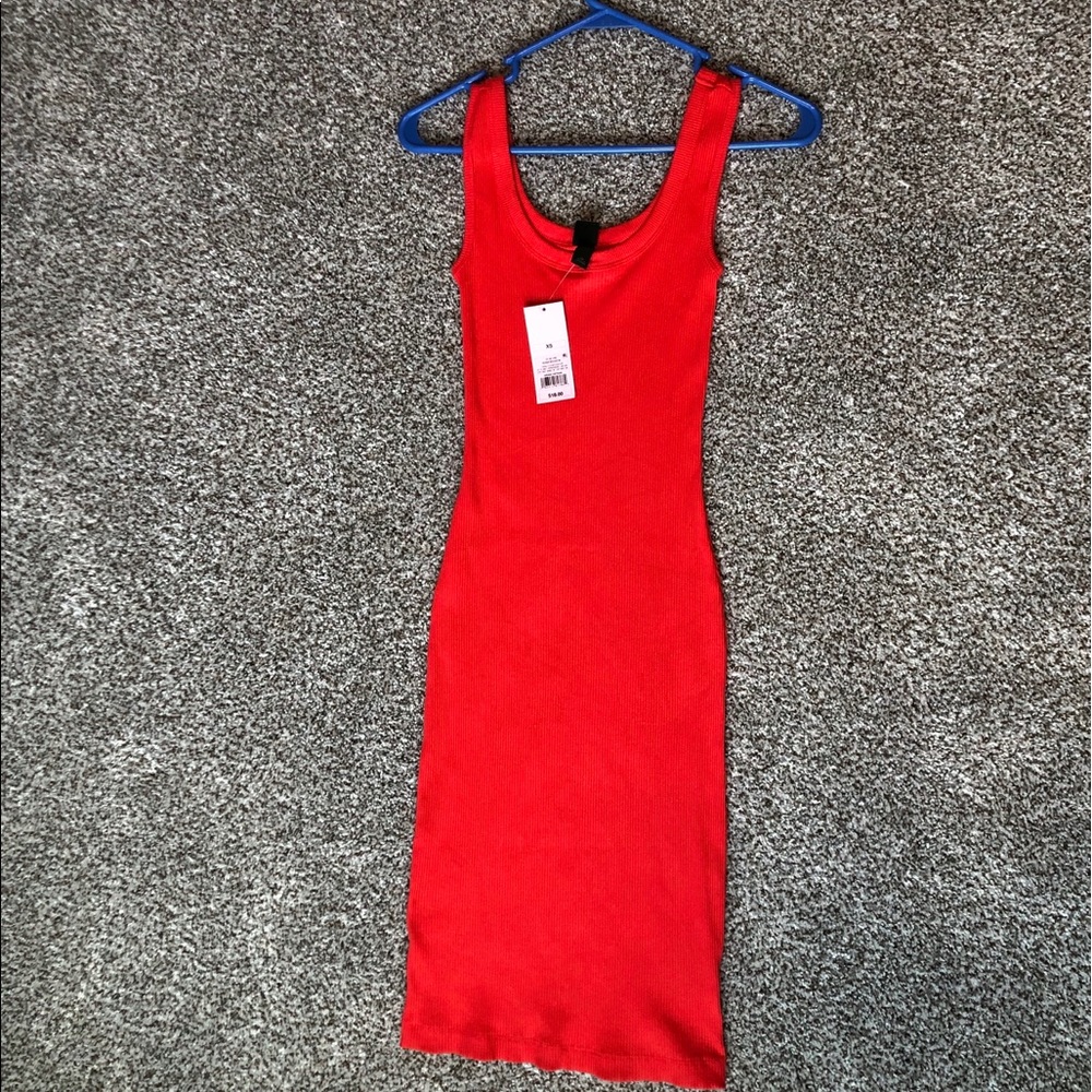 Neon Orange/Red Body con dress